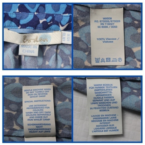 Boden Womens‎ Sleeveless 3 Shades of Blue & Off-White Drawstring Back Tops Sz 6 - Picture 7 of 7